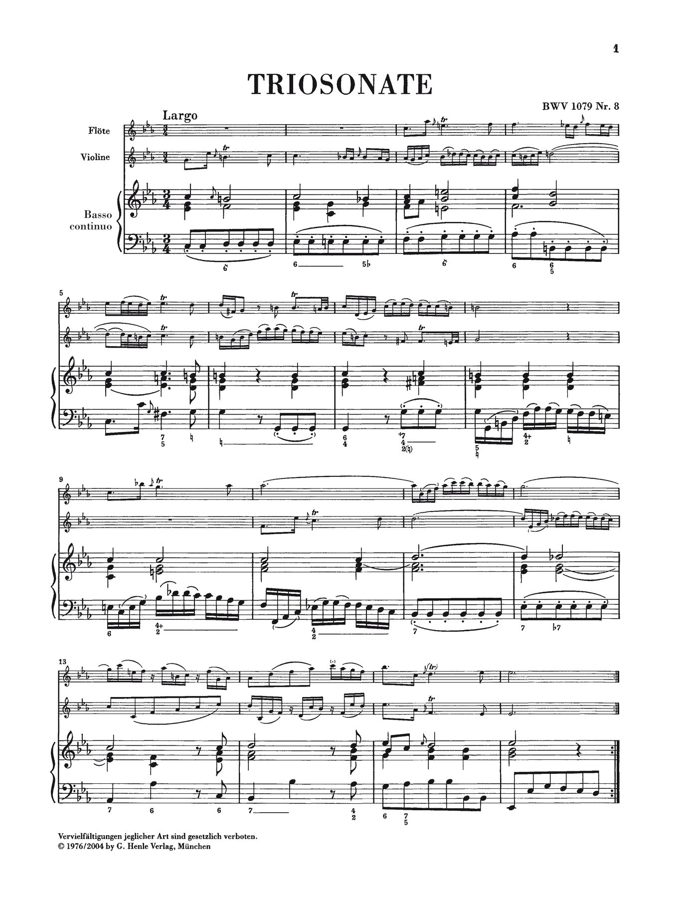 Trio Sonata and Canon Perpetuus from the Musical Offering BWV 1079 no. 8 and 9 for Flute, Violin and Basso Continuo - Bach