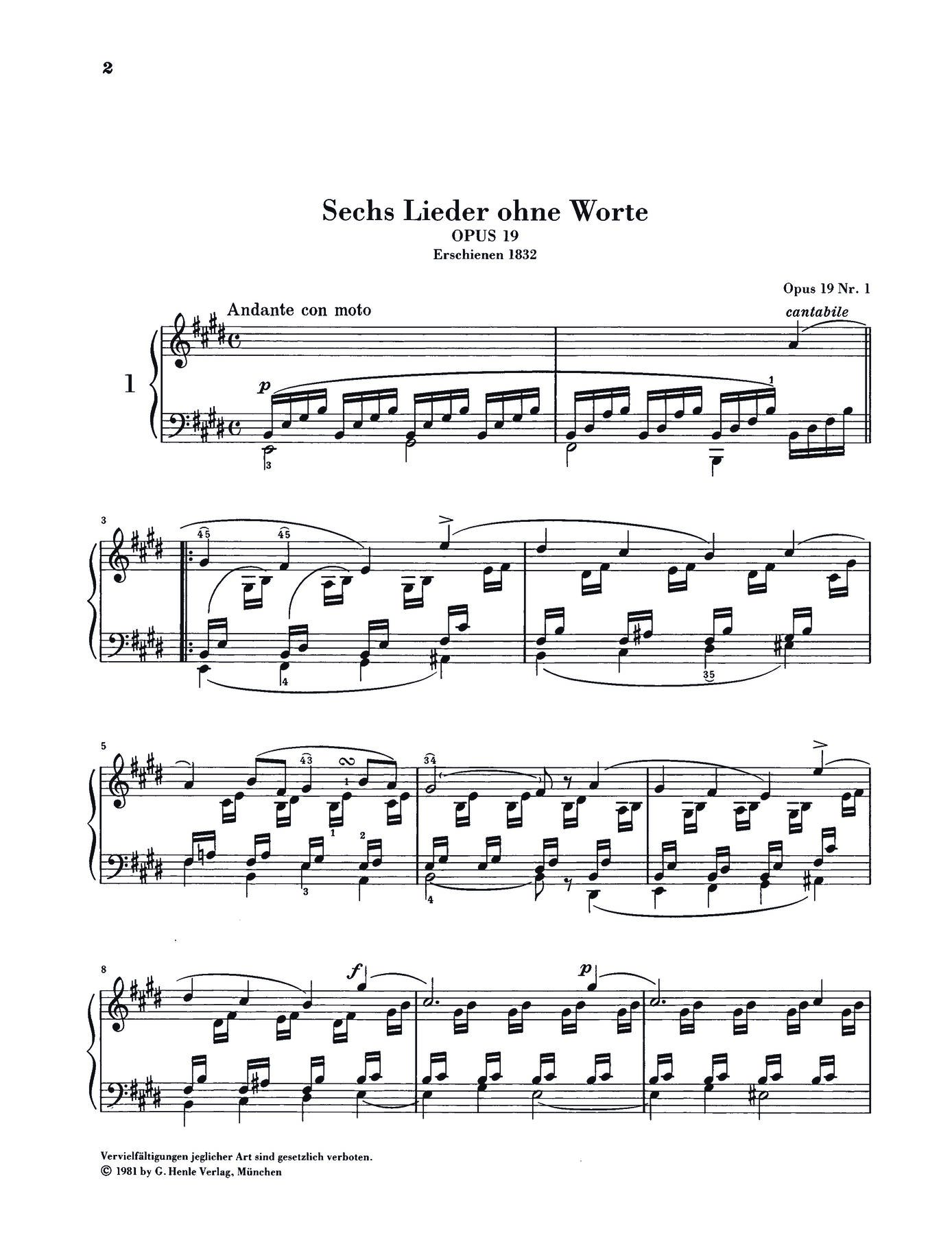 Piano works, Volume III - Songs without Words - Mendelssohn