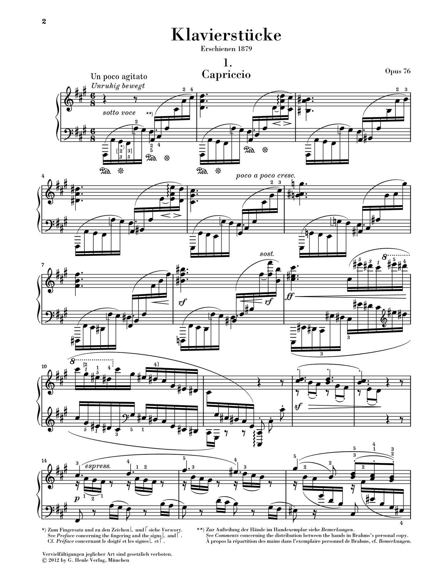 Piano Pieces Op. 76 - Brahms
