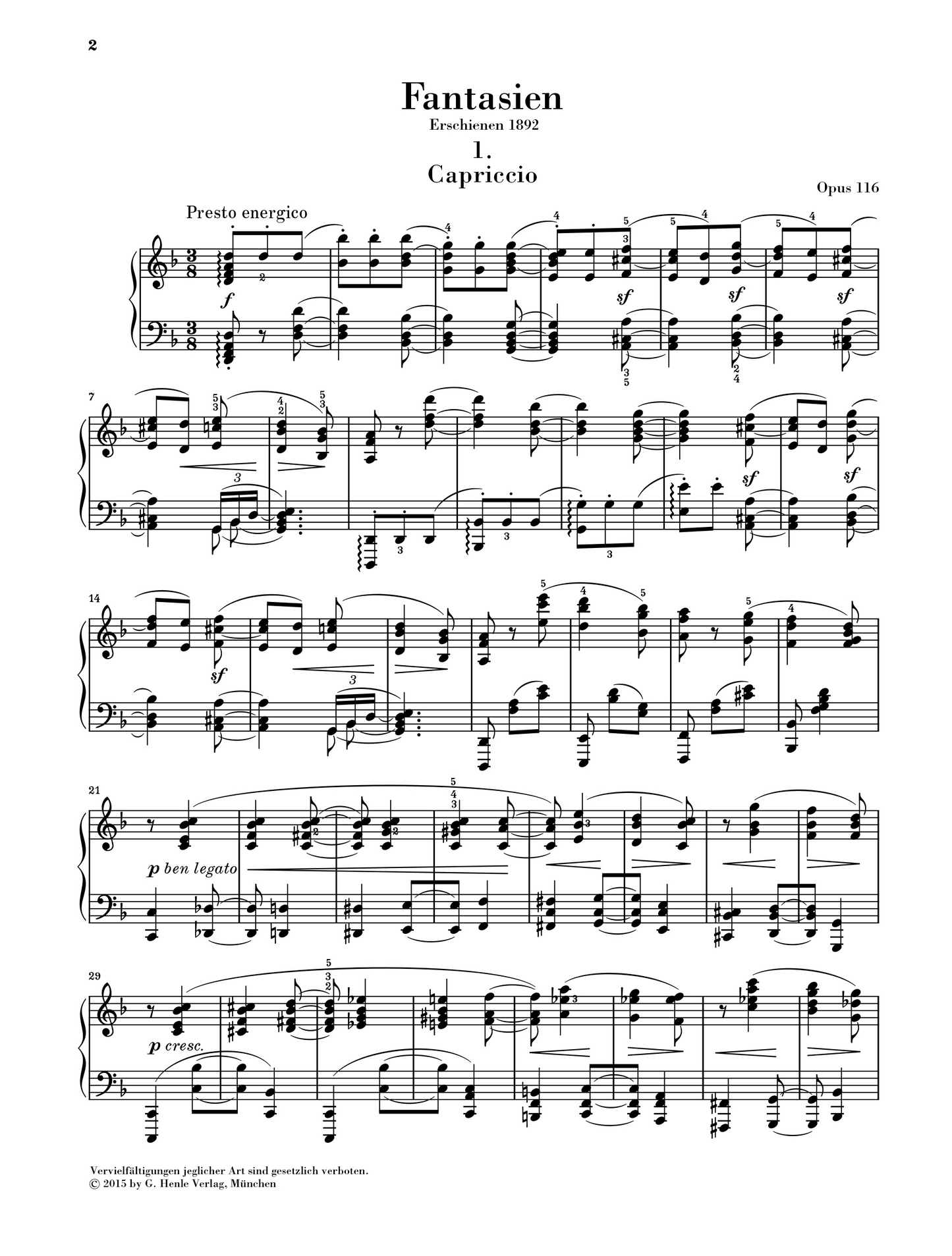 Fantasies Op. 116 - Brahms