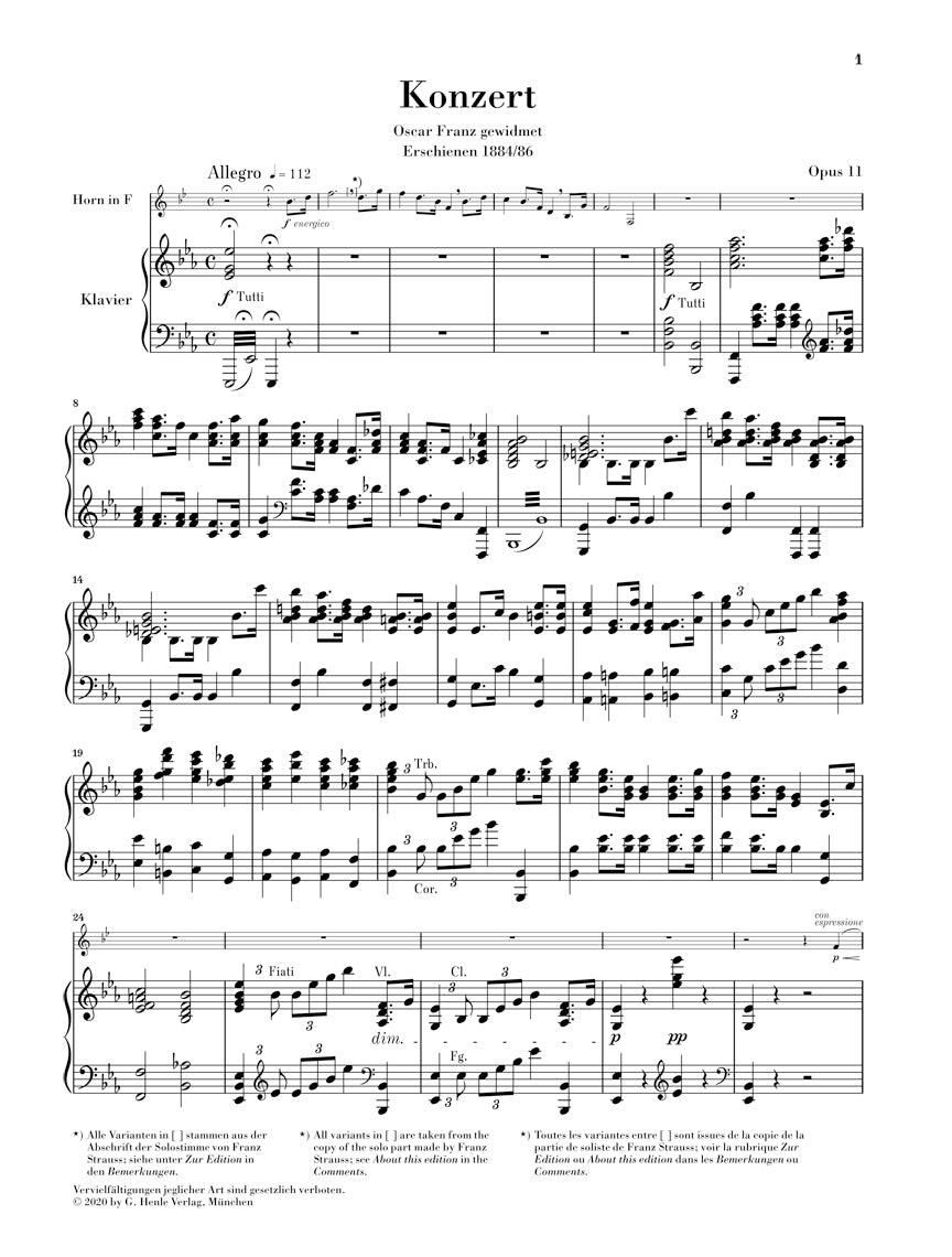 Horn Concerto No. 1 in E flat major, Op. 11 - Strauss