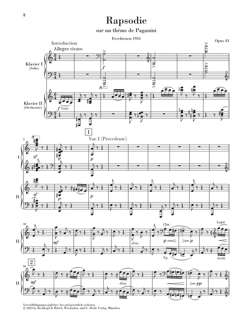 Rhapsody on a Theme of Paganini, Op. 43 - Rachmaninoff