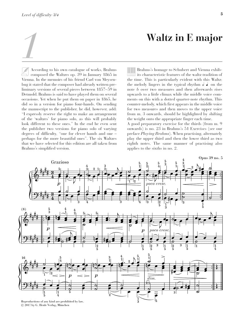 At the Piano: 15 Well-Known Original Pieces - Brahms