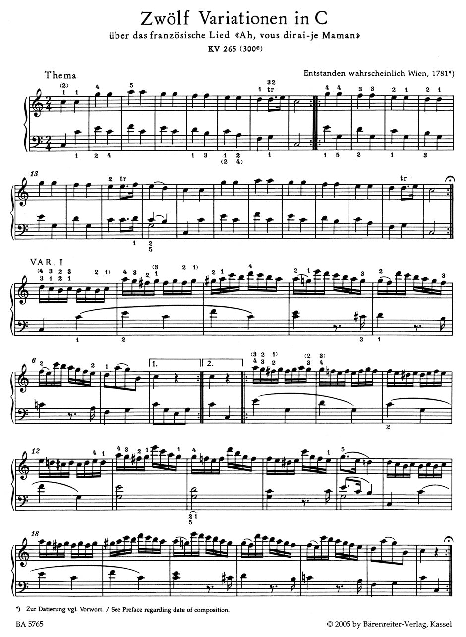 Ah, vous dirai-je Maman K. 265 (300e) - Mozart