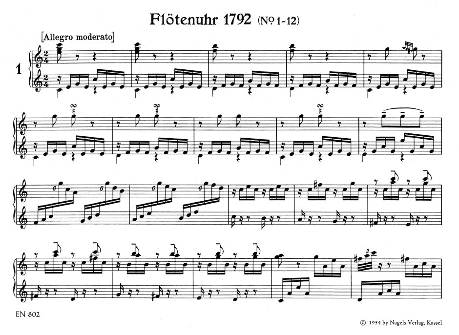Flötenuhrstücke. Kompositionen für das Laufwerk (Flötenuhr) Hob. XIX:1-32 - Haydn
