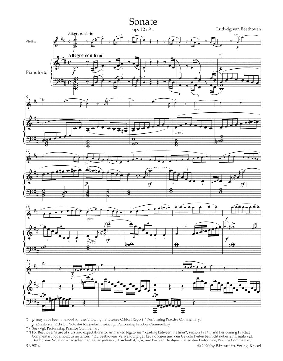 Sonatas for Pianoforte and Violin (Book 1 and 2) - Beethoven