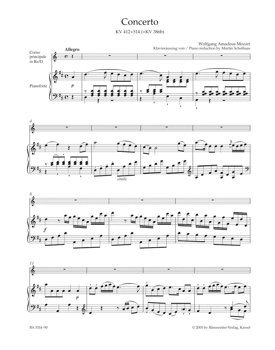 Concerto for Horn and Orchestra No. 1 in D major, K.412+514 (386b) - Mozart