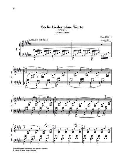 Piano works, Volume III - Songs without Words - Mendelssohn