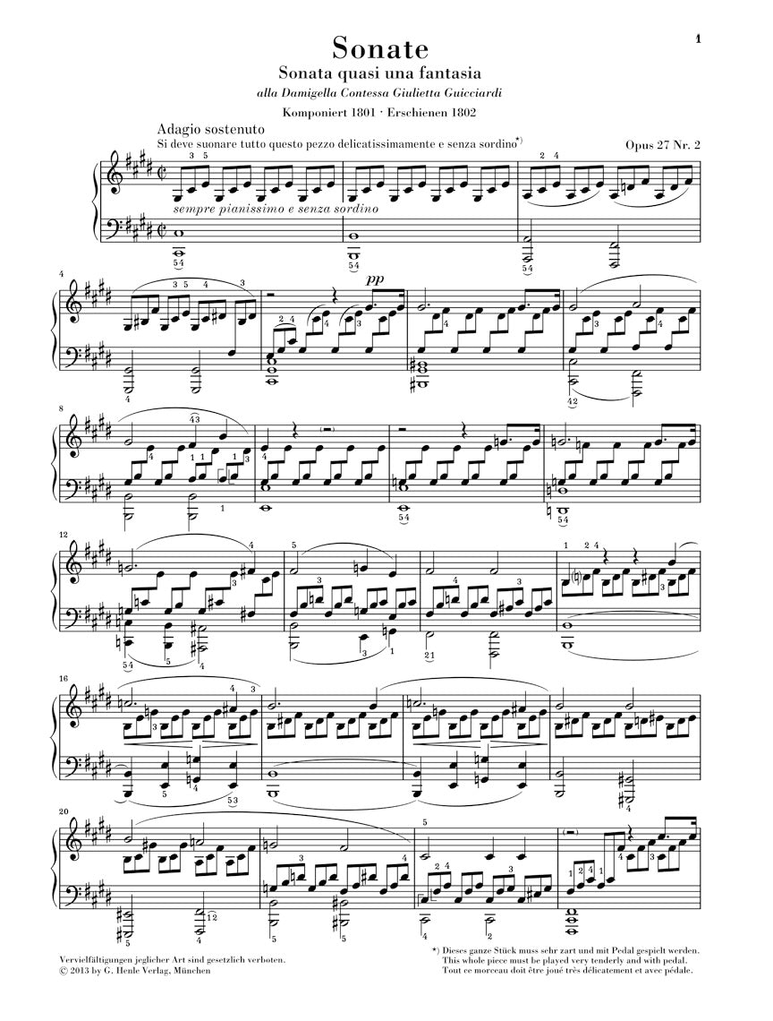 Sonata in C-sharp minor Op. 27 No. 2 "Moonlight" - Beethoven