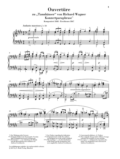 Overture to “Tannhäuser”, Concert Paraphrase for Piano - Wagner/Liszt