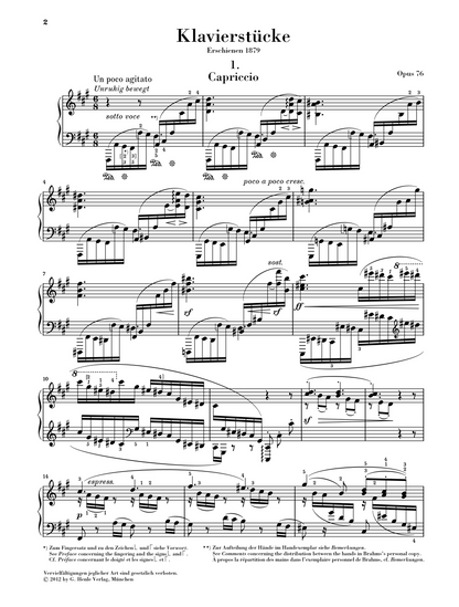 Piano Pieces Op. 76 - Brahms