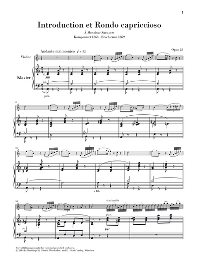 Introduction and Rondo capriccioso Op. 28 for Violin and Orchestra - Saint-Saens