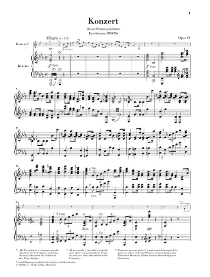 Horn Concerto No. 1 in E flat major, Op. 11 - Strauss