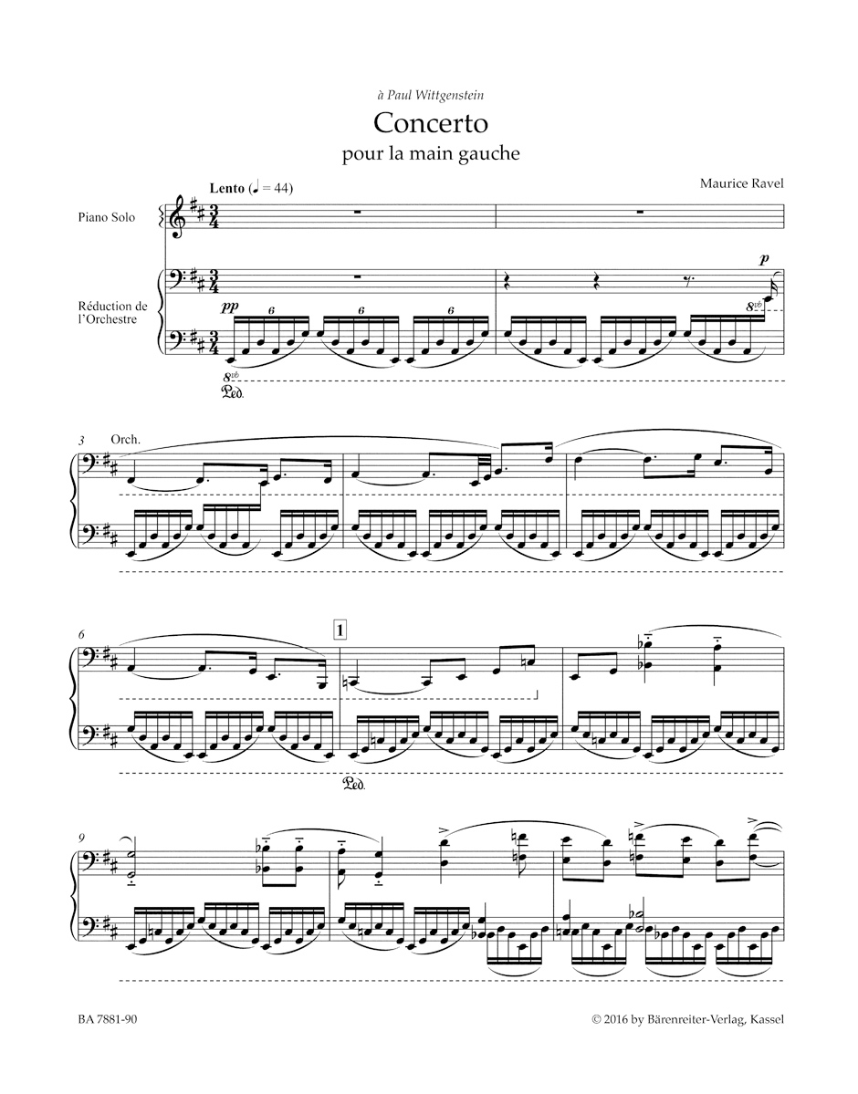 Concerto for the Left Hand for Piano and Orchestra - Ravel