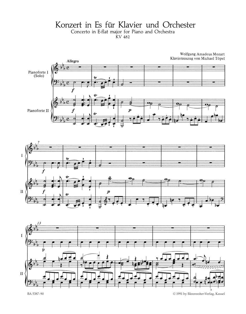 Piano Concerto No. 22 in E-flat minor, K.482 - Mozart