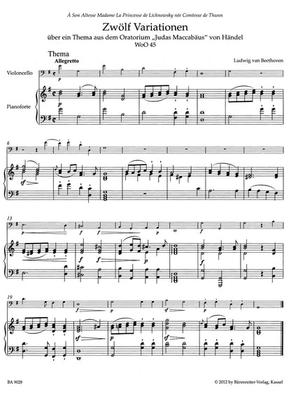 Variations for Pianoforte and Cello, Op. 66, WoO 45, WoO 46 - Beethoven