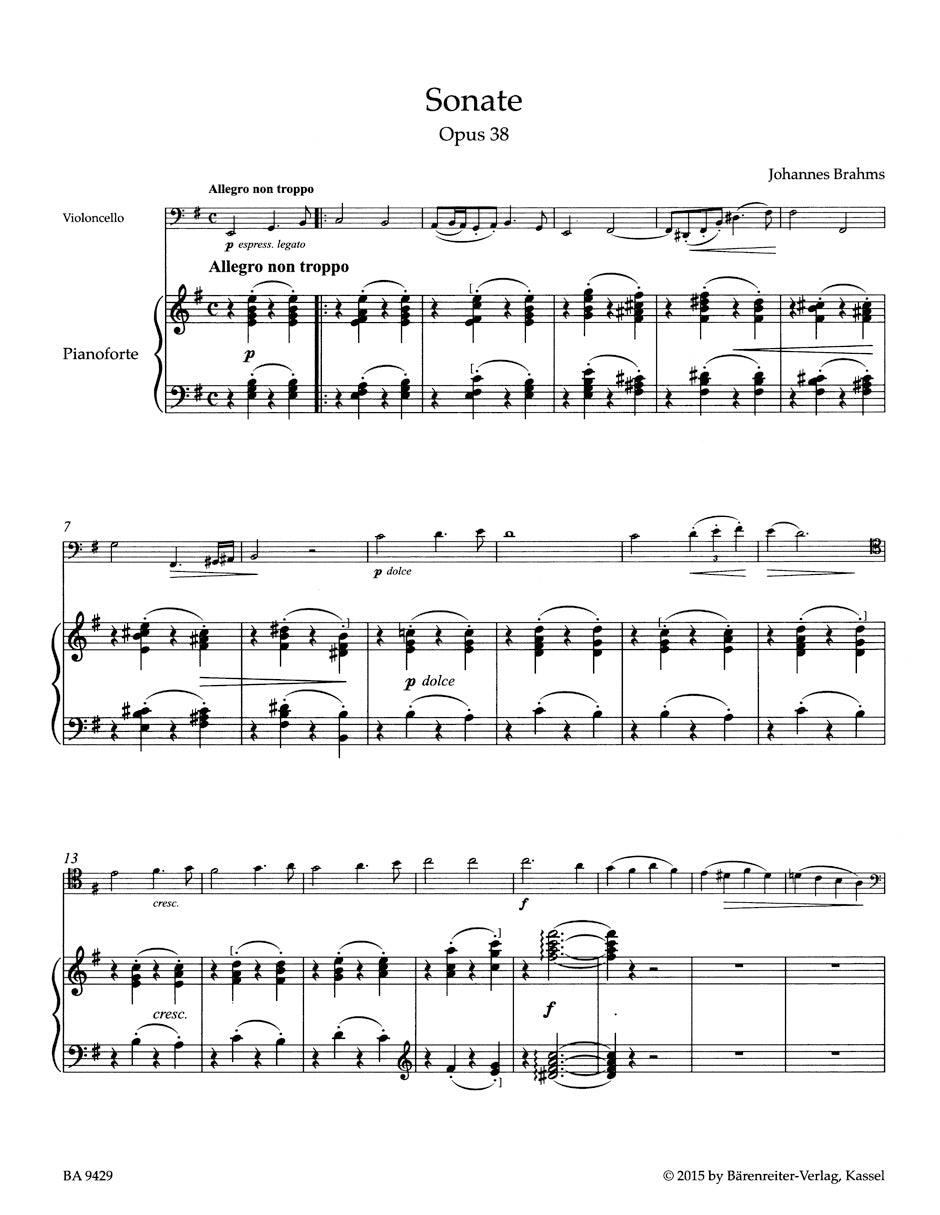 Sonata for Cello and Piano in E minor, Op. 38 - Brahms