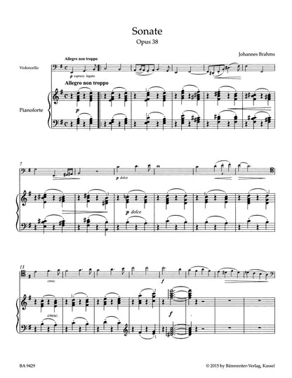 Sonata for Cello and Piano in E minor, Op. 38 - Brahms