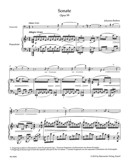 Sonata for Cello and Piano in F major, Op. 99 - Brahms