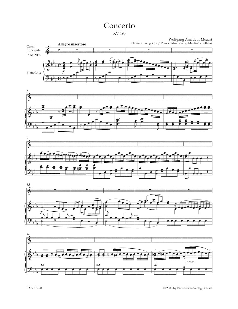 Concerto for Horn and Orchestra No. 4 in E-flat major, K. 495 - Mozart