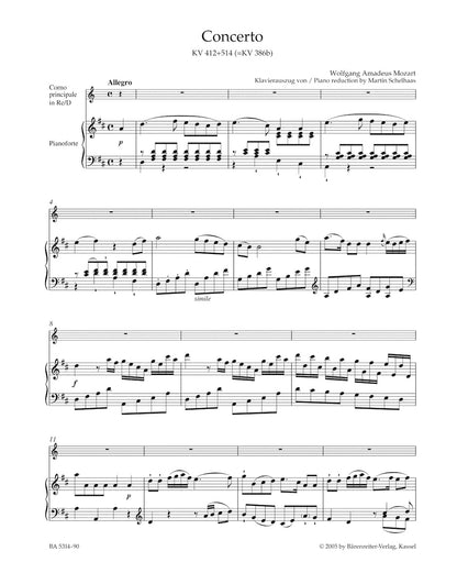 Concerto for Horn and Orchestra No. 1 in D major, K.412+514 (386b) - Mozart