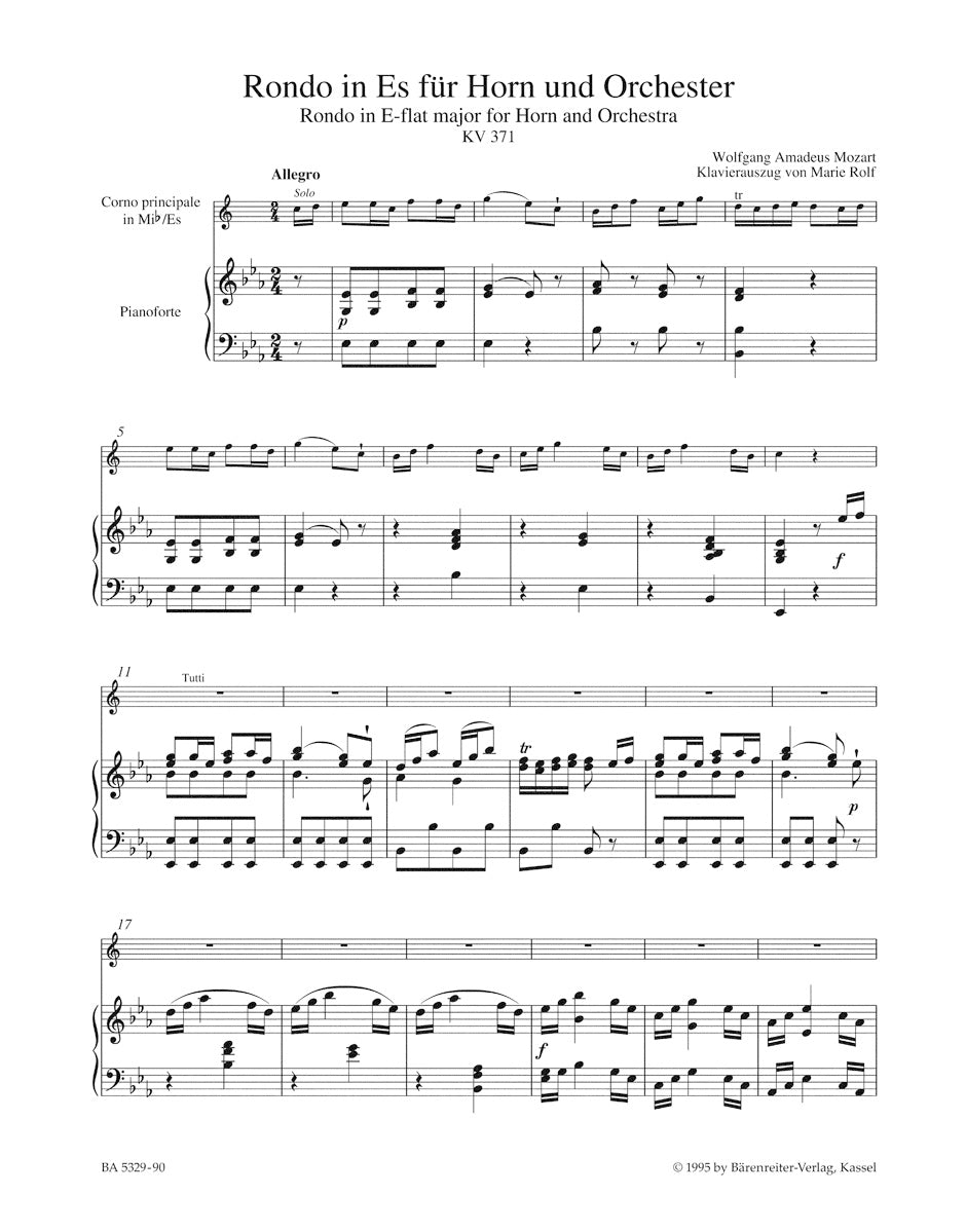 Rondo for Horn and Orchestra in E-flat Major, K. 371 - Mozart